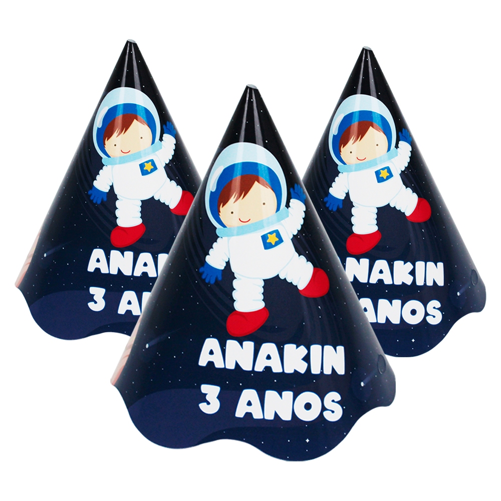 10 Unidades Chapéu Com Elástico Festas Aniversario Lembrancinha Personalizado Astronauta Ou Outro Tema Infantil
