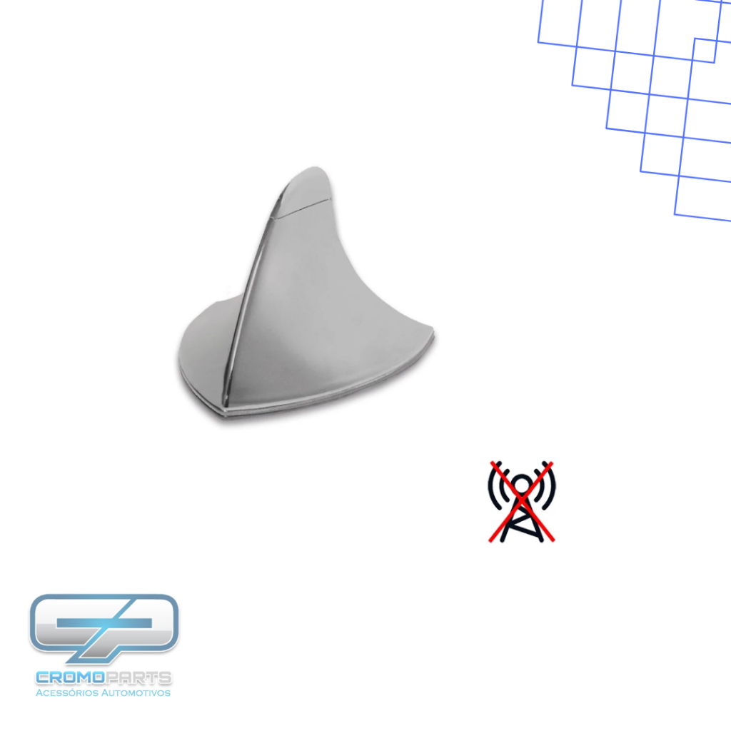 Antena Tubarão Decorativa Universal – Acabamento Cromado, Sem LED