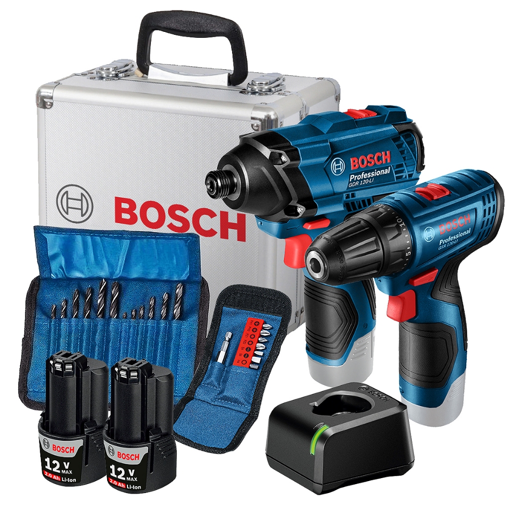 Kit Bosch Chave de Impacto GDR 120-LI + Parafusadeira GSR 120-LI com Maleta em Oferta na Shopee