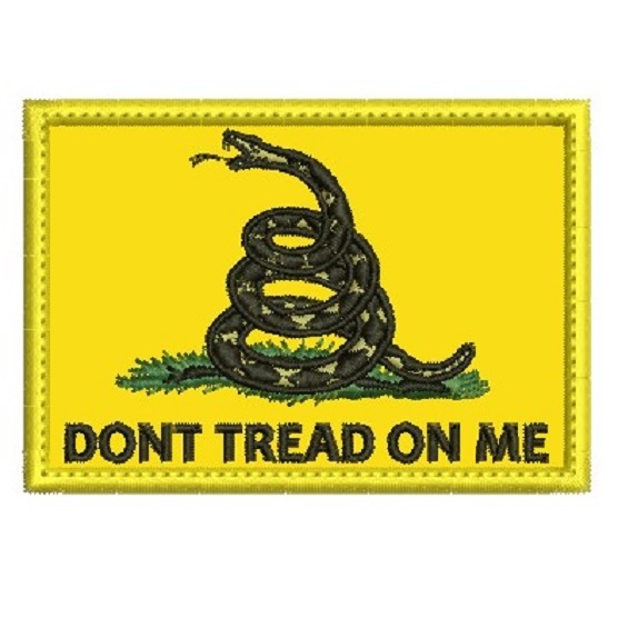 Patch bordado 8x5,5cm cascavel dont tread on me of. carrapicho, costurar, termocolante cobra gads