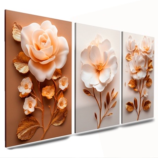 kit 3 quadros decorativo parede flores flor moderna sala cozinha quarto em Oferta na Shopee