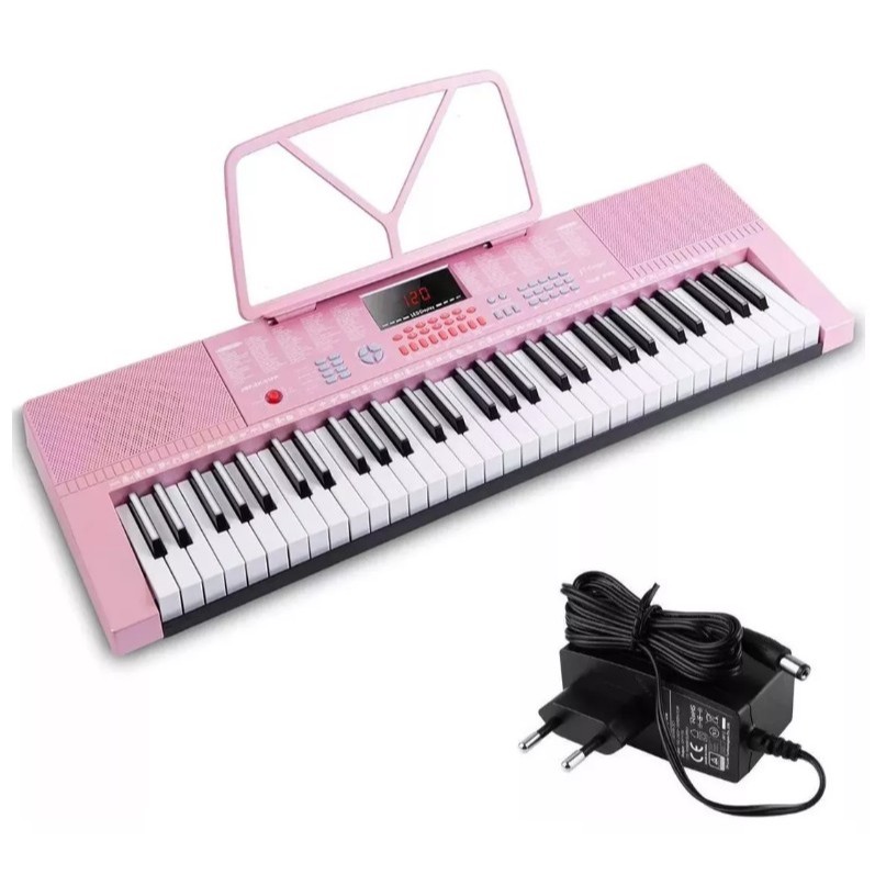 TECLADO MUSICAL 300 TIMBRES 300 RITMOS, 3 MODOS TEACHING, ROSA, MODELO: M-T1280PK em Oferta na Shopee