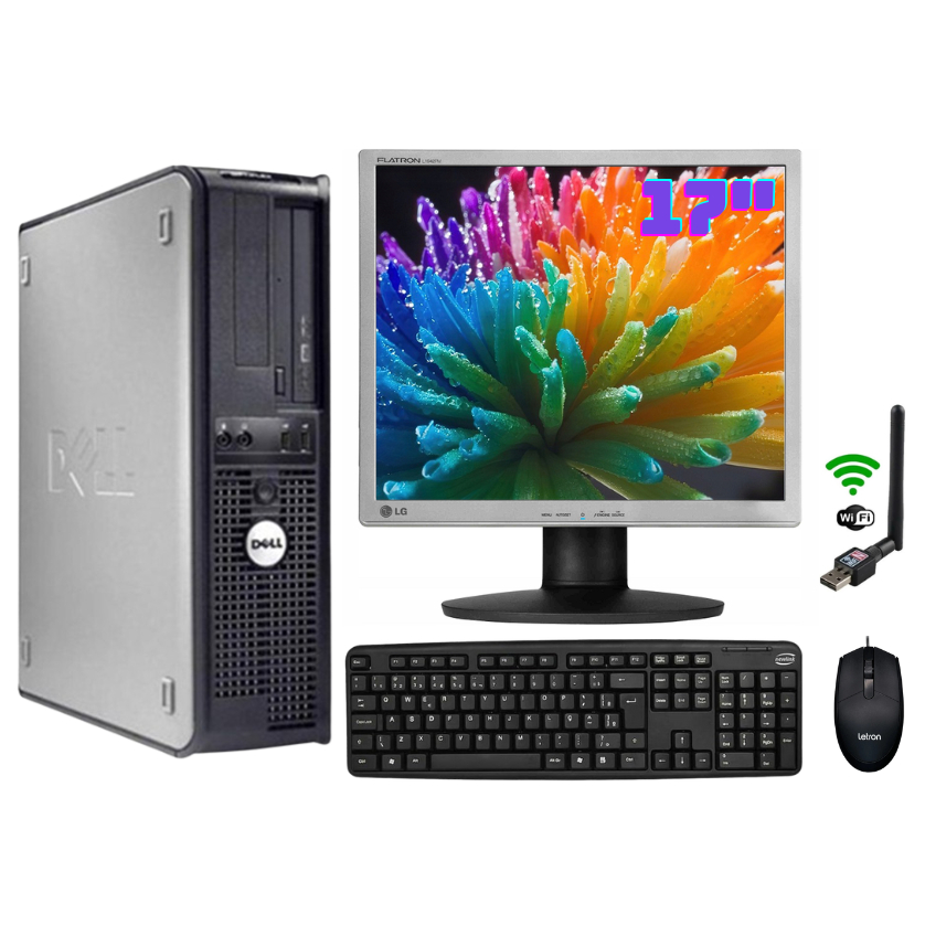 Computador Dell Intel Core 2 Duo 4gb Ram 250 Hd Monitor 17 Polegadas Mouse e Teclado