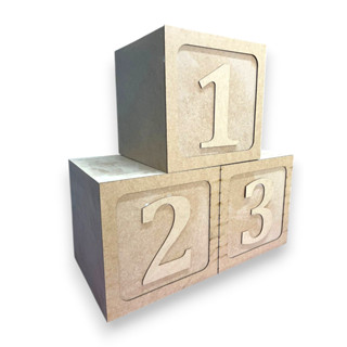 KIT CUBO 3 PÇ 123 FESTA DE ANIVERSÁRIO DECORAÇÃO EM MDF CRU ENVIO IMEDIATO em Oferta na Shopee