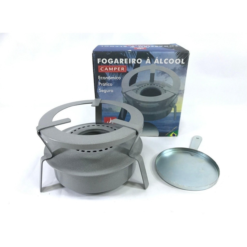 Fogareiro Fogão Acendedor Carvão a Alcool 1 uma boca Portatil Espiriteira Alcool Camping Pesca Sitio