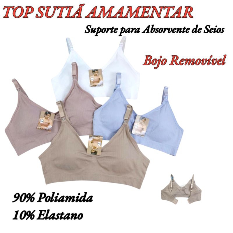 TOP SUTIÃ ALCINHA PARA AMAMENTAÇÃO COM BOJO REMOVÍVEL