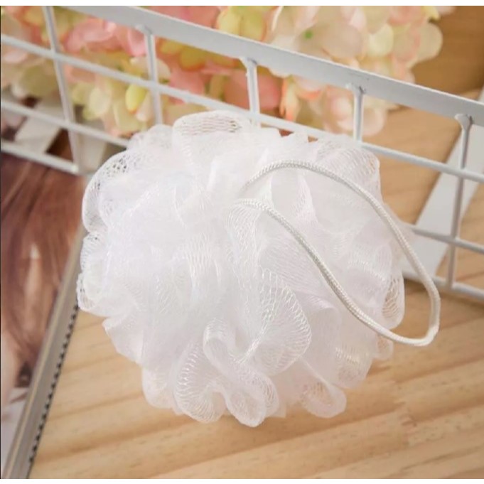 Esponjas De Banho Esfoliante Bucha Nylon 03 Unidades  / Cor Branco De Nylon Macia