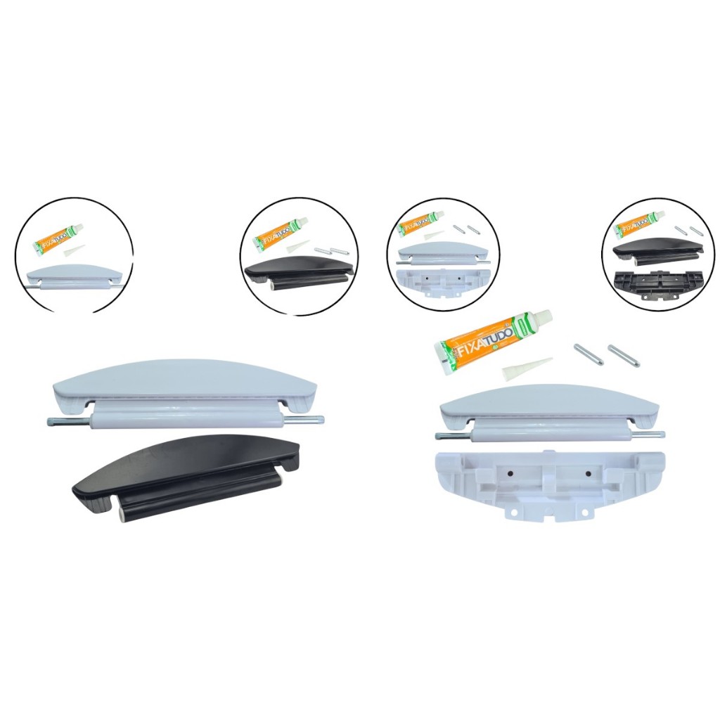 Kit Completo de Dobradiça da Tampa Parafusos Compativel Lavadoras Brastemp BWG11, BWH11, BWU11A, BWG12, BWP11.