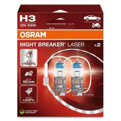 Par Lâmpada Osram H3 Night Breaker Laser 150% 3500k 12v 55w