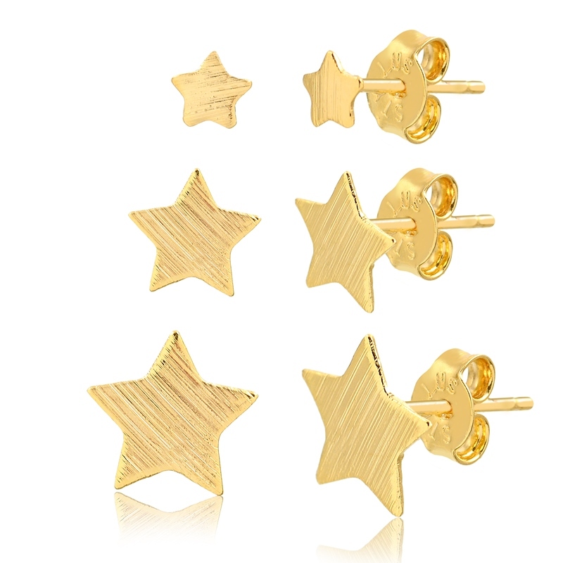 Trio de Brincos Feminino Banhado a Ouro 18K - Escolha o Modelo