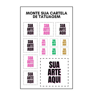 Cartela Tatuagens Temporárias Personalizadas - 21x29 cm A4 em Oferta na Shopee