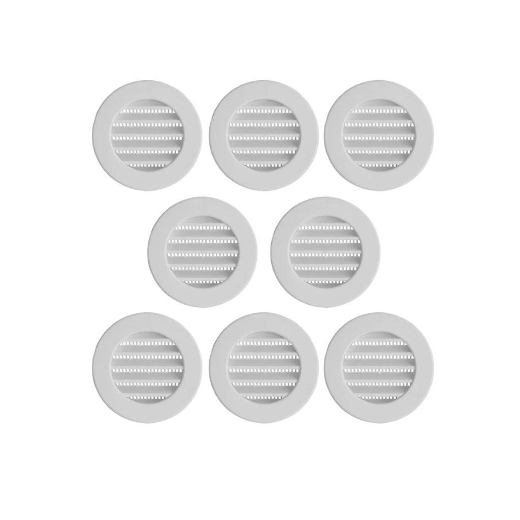 Kit 30 Grade De Ventilação Redonda Encaixe 100mm 10cm Branca Com Tela