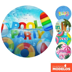 Capa Painel Redondo Pool Party Piscina em tecido 1,50m com Elástico para Festas