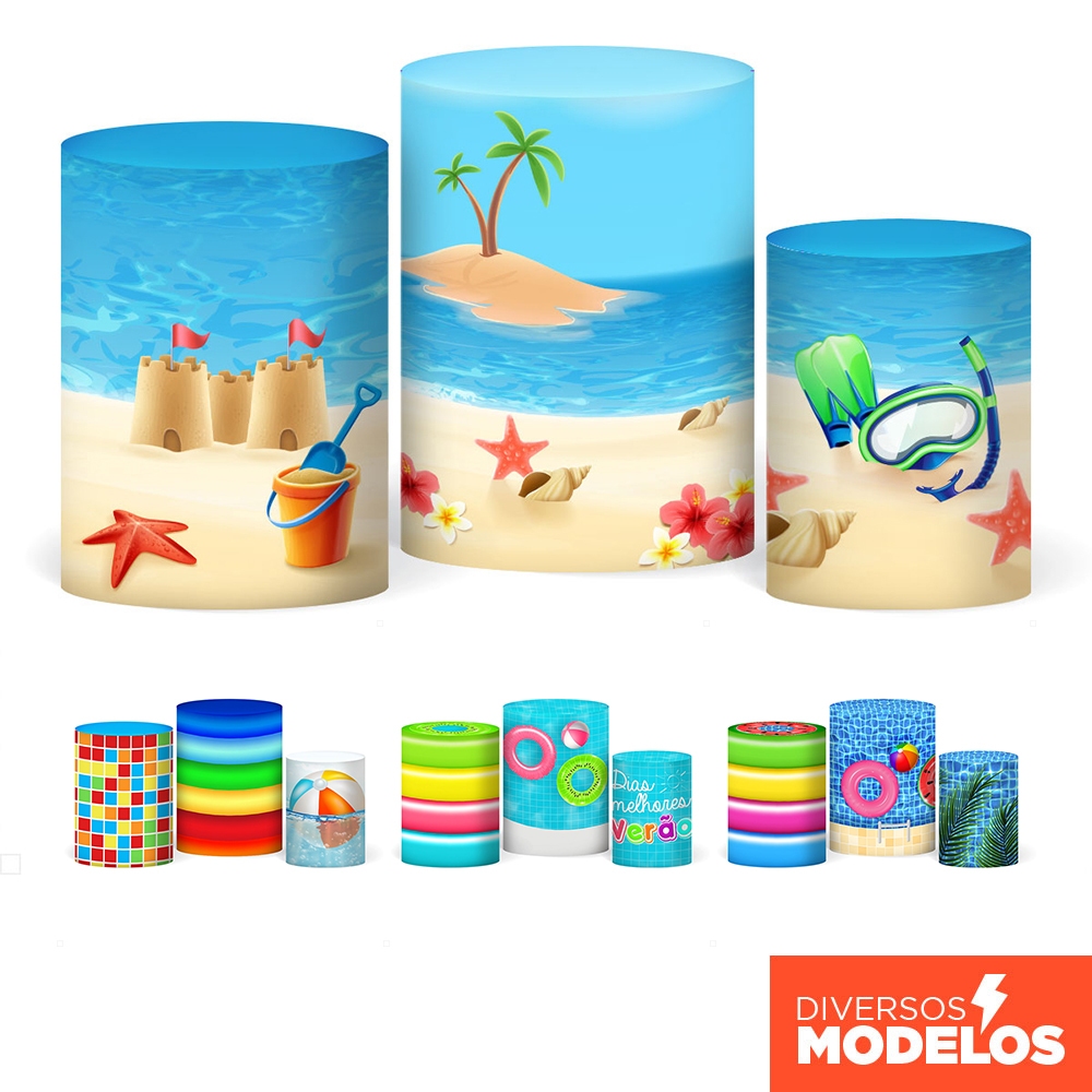 Trio Capas Cilindros Verão Praia Pool Party Veste Fácil em Tecido com Elástico em Oferta na Shopee