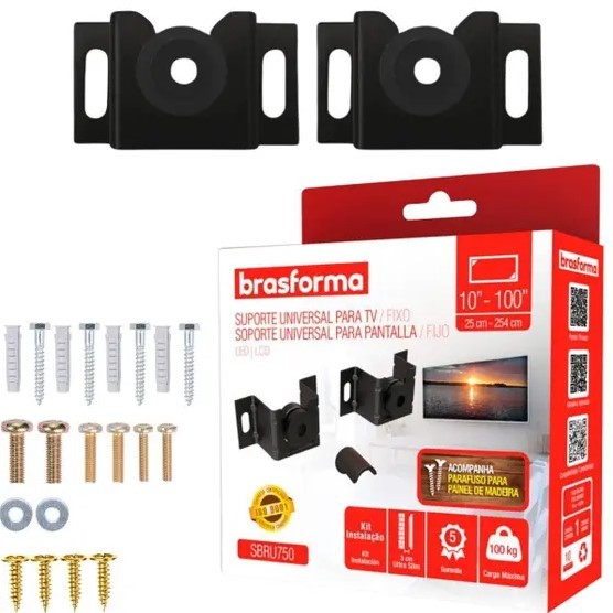 Suporte TV Universal Fixo LED LCD Smart TV 32 42 43 50 55 65 até 100 Polegadas Brasforma