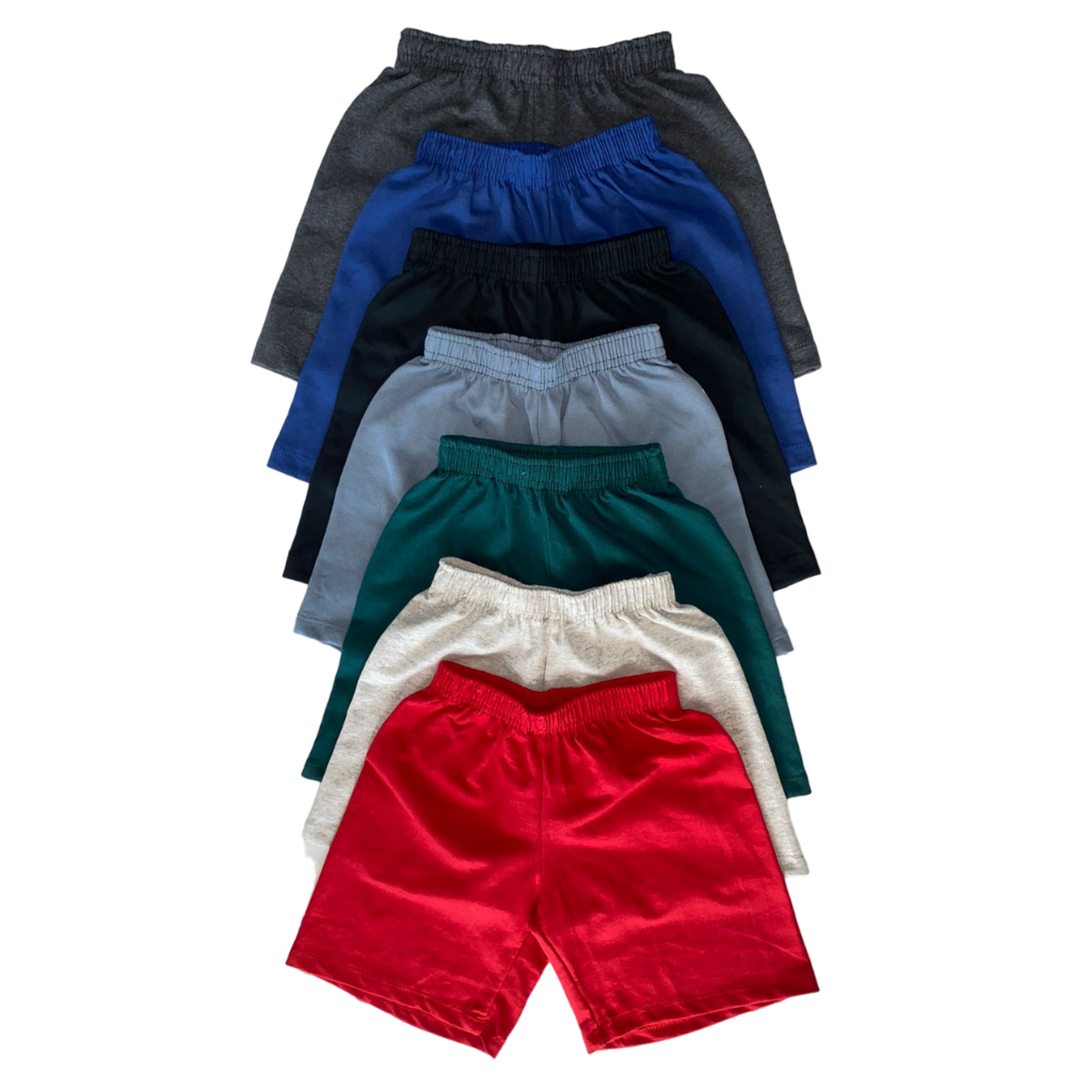 Kit 2 Bermudas Infantil Moletinho Liso Sortido Menino 2 à 8 Anos