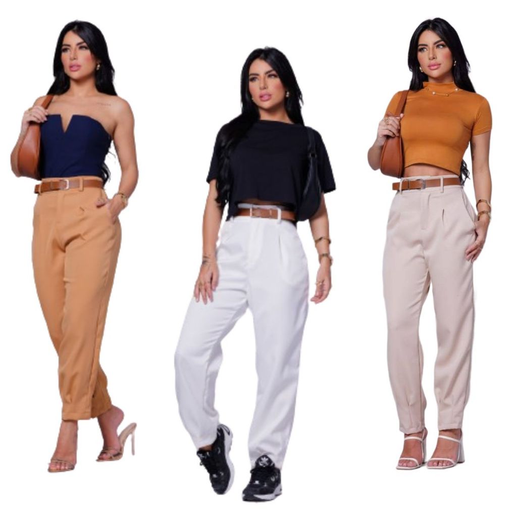 Calça alfaiataria feminina cenoura  Alfaiataria Preta Jogger Cintura Alta