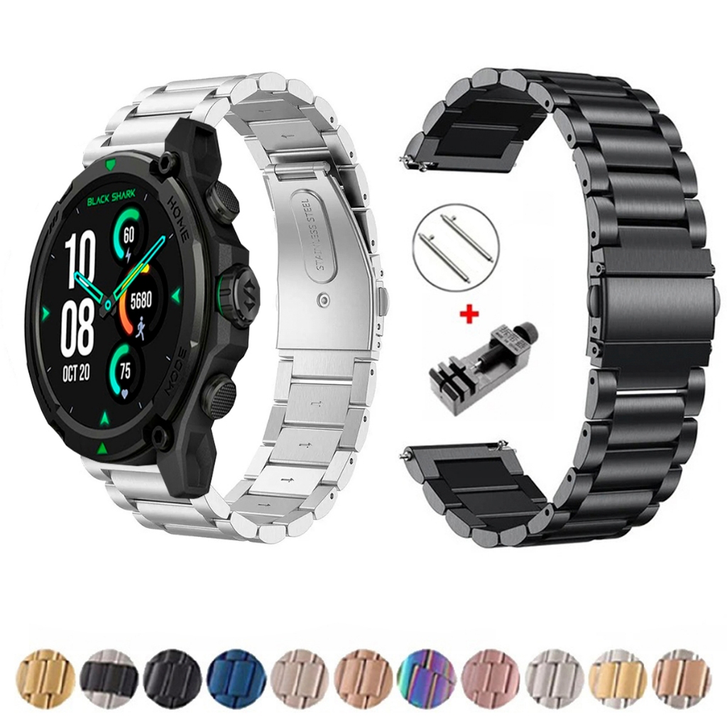 Pulseira de 22mm Metal Elos de aço inox para Smartwatch Blackshark GS3 de Engate Rapido