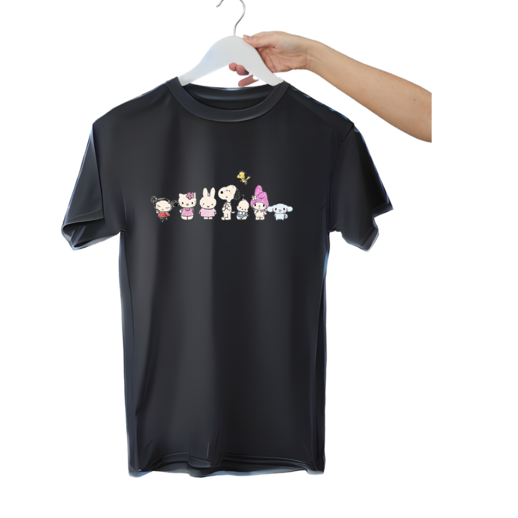 Camisa Estampada Pucca, Hello Kitty, Miffy,Snoopy, Woodstock,Pochacco,My Melody e Cinamonroll