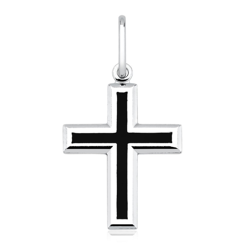 Pingente de cruz prata 925 resinado
