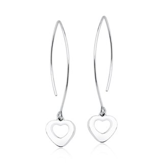 Brinco Feminino de Prata 925 com Coração Vazado em Oferta na Shopee