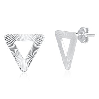 Brinco Feminino de Prata 925 Triangulo Vazado Diamantado 12mm em Oferta na Shopee