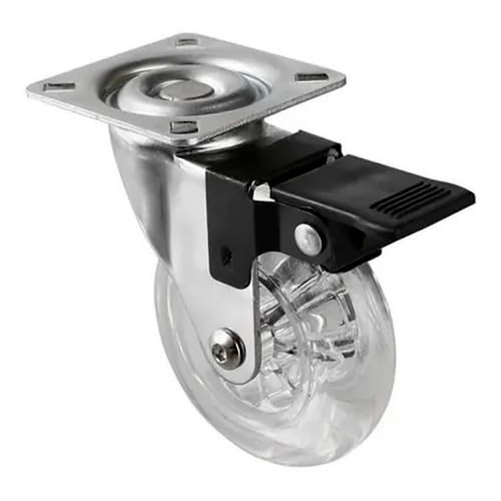 Rodizio Giratorio Com Freio Transparente 1.1/2" 25kg Bestfer