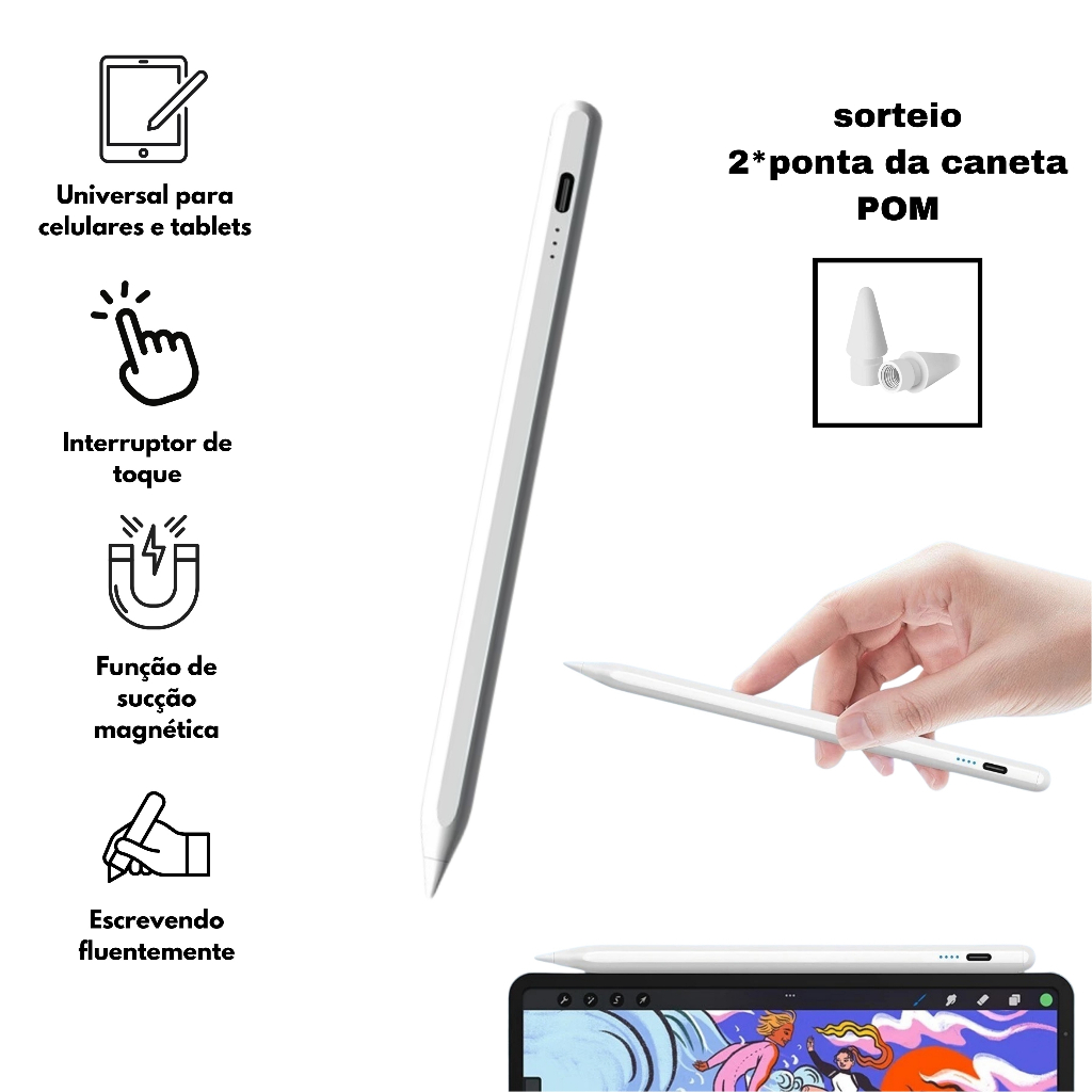 Caneta Touch Screen Ponta Fina Desenho iPad iPhone Android  2º geração