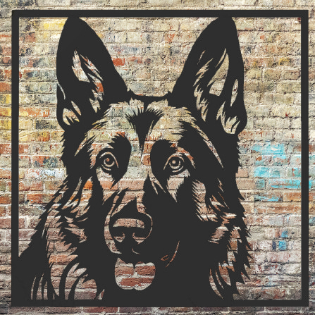 Quadro Pastor Alemão + Nome Personalizado BRINDE (Cachorro Pet Raça Enfeite Decoração Moldura Parede