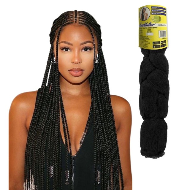 Super Jumbo Ser Mulher Jumbão Box Braids Cabelo Para Tranças e Penteados 399 g 65 cm Cores Clássicas