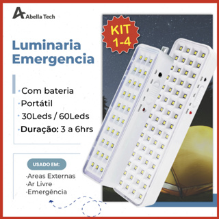 Kit 4 Luminária Emergência Lâmpada 30 ou 60 Leds Recarregável Bivolt Luz Branca em Oferta na Shopee