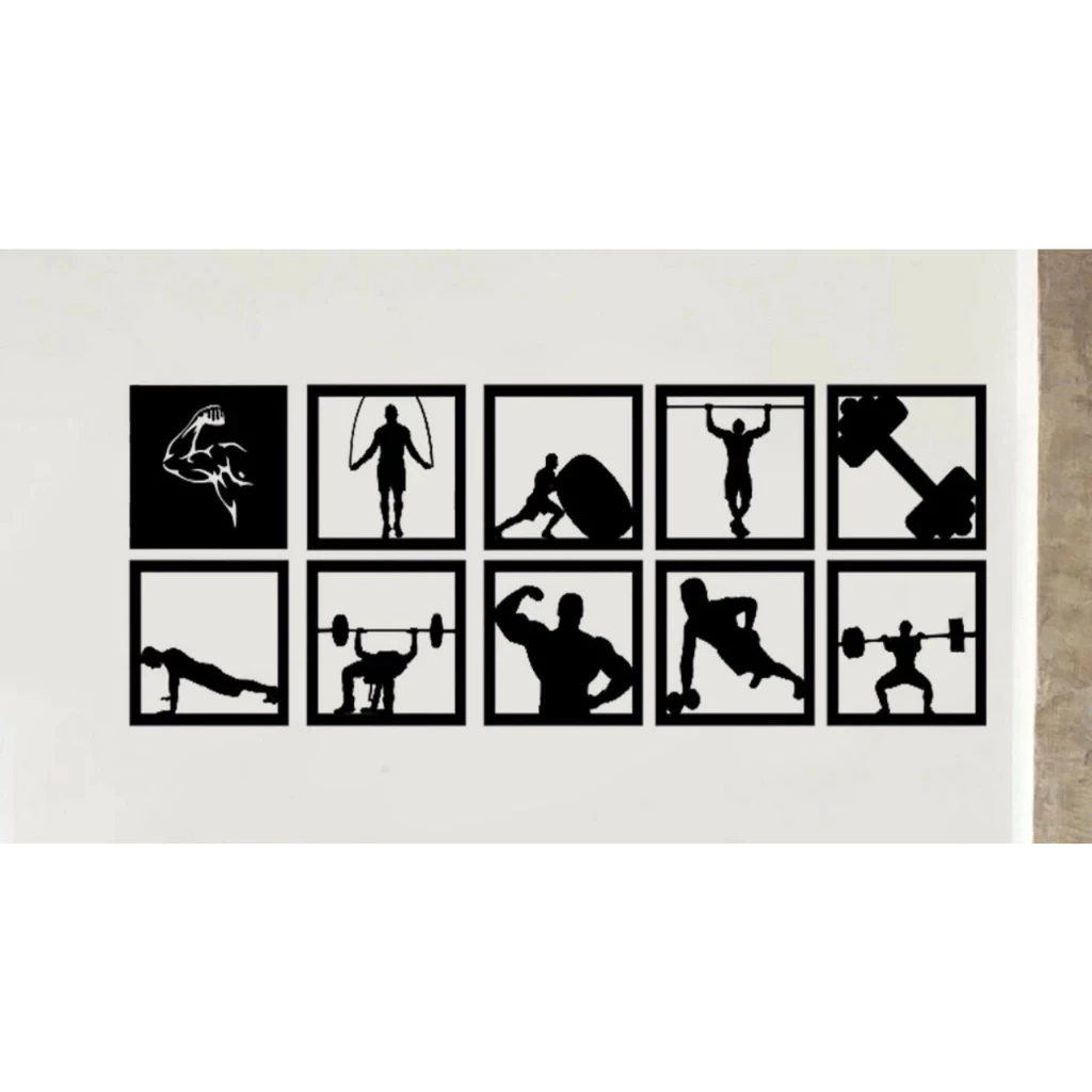 kit 10 quadros academia em mdf 3mm para decoração
