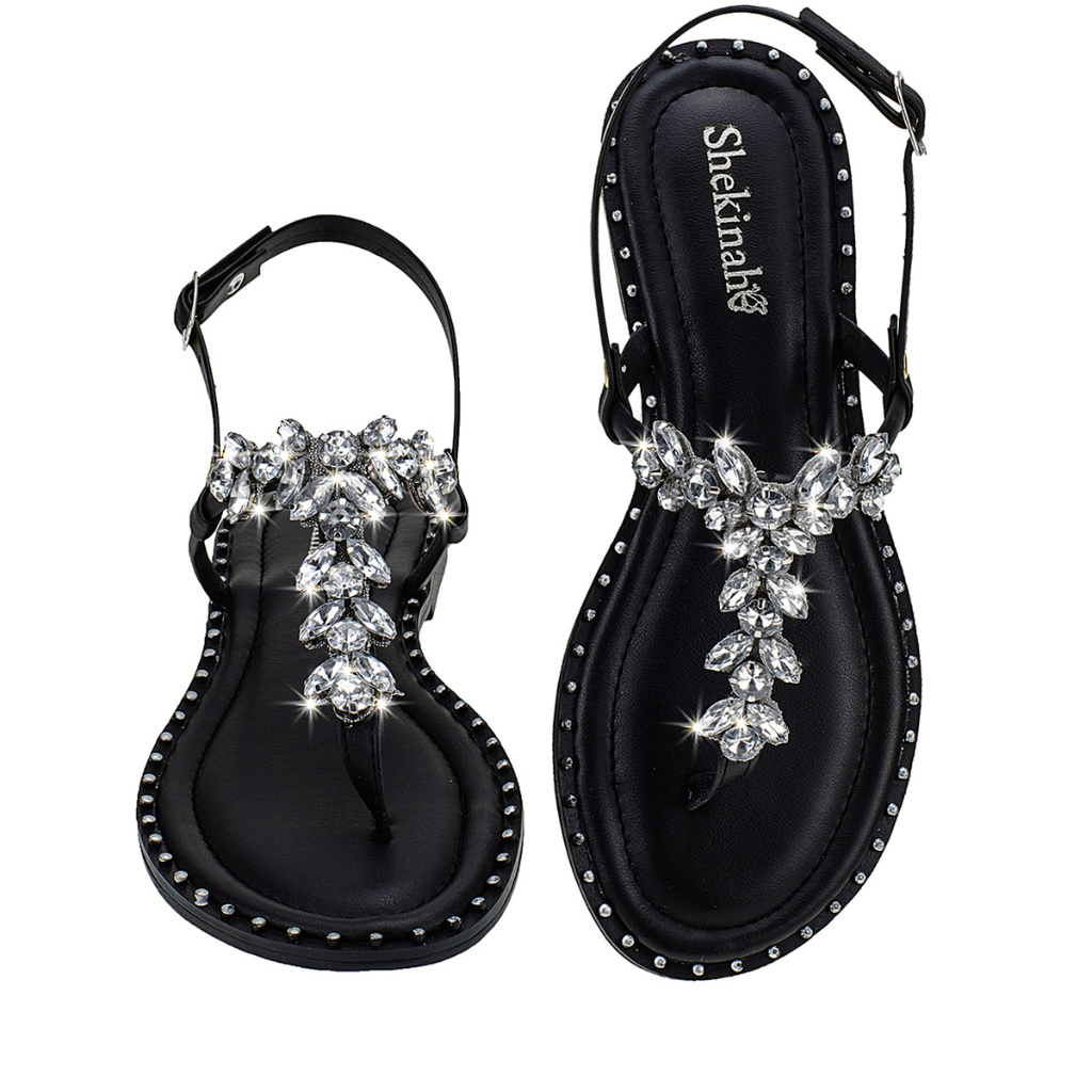 Sandália Feminina Rasteira Shekinah Pedraria Sola Tachas Confortável Leve Moda em Oferta na Shopee