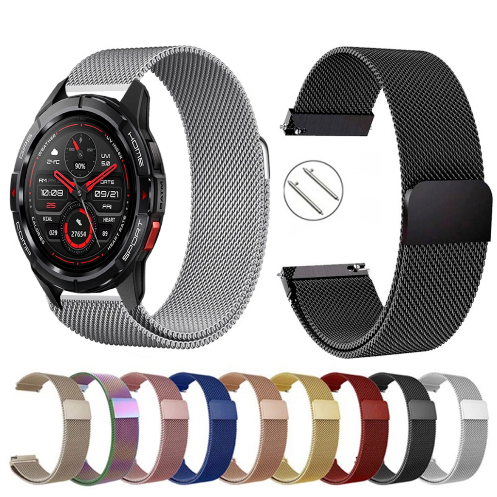 Pulseira de 22mm milanesa aço inox para Smartwatch Mibro Gs Active de Engate Rapido