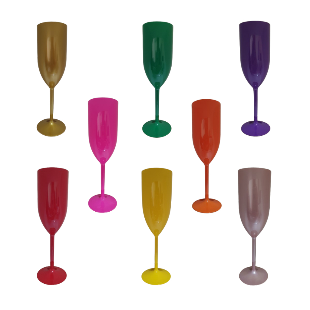 Taça Champanhe 180ml Em Acrílico Sólida (Kit Com 5 Unidades Da Mesma Cor) em Oferta na Shopee