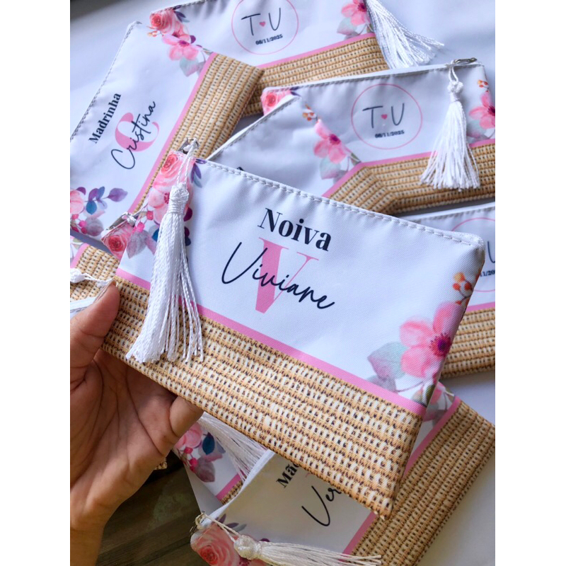 15 necessaire bolsinha PERSONALIZADA  com nome ou logo lembrancinha FORMATURA 1 ano aniversário madrinhas de casamento