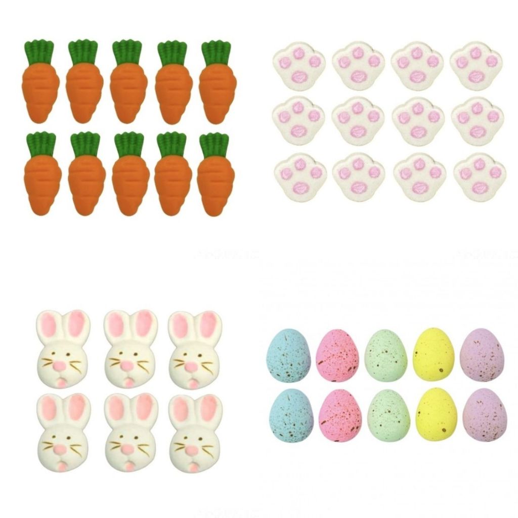 Confeitos de açúcar 100% comestíveis Feliz Páscoa Coelinho e Ovinhos - Jady Confeitos em Oferta na Shopee