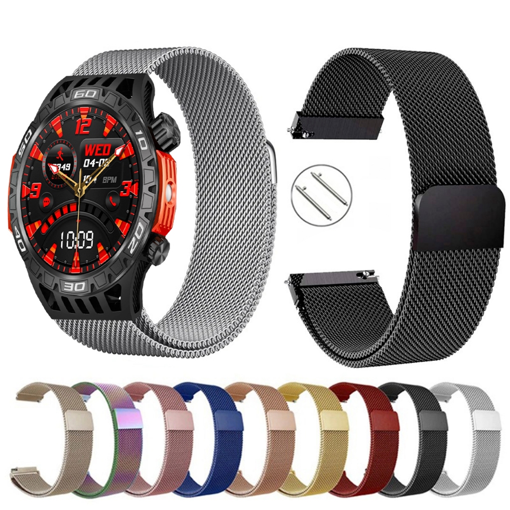 Pulseira de 22mm milanesa aço inox para Smartwatch Colmi V71 de Engate Rapido
