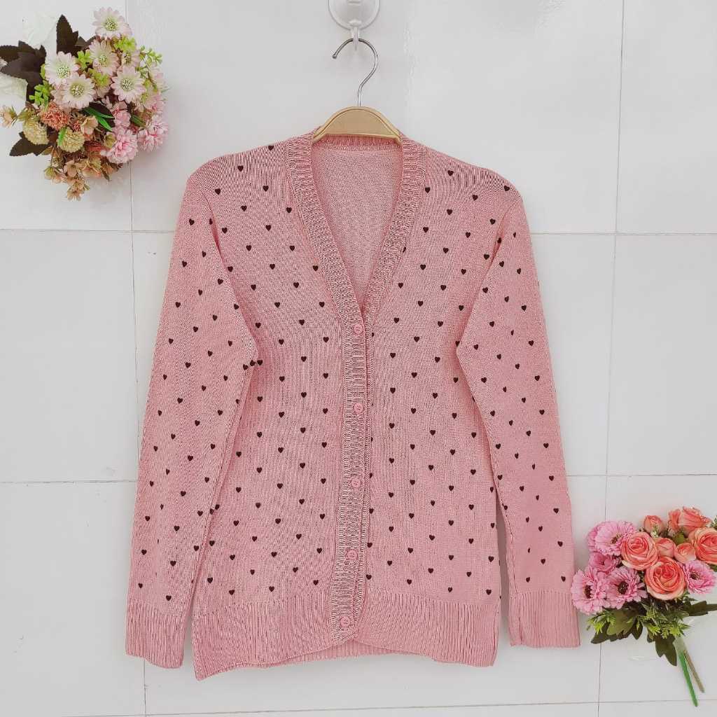 CARDIGAN CASACO DE FRIO TRICOT BOTÕES  CORAÇÃO em Oferta na Shopee