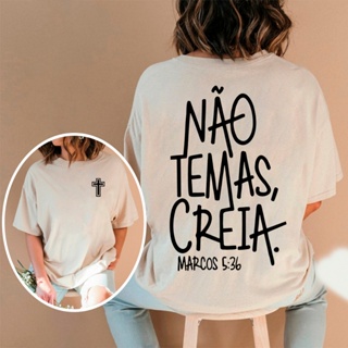 Camiseta T-shirt ou Oversized Feminina Estampada Cruz Jesus Cristo Religiosa 100% Algodão Promoção em Oferta na Shopee