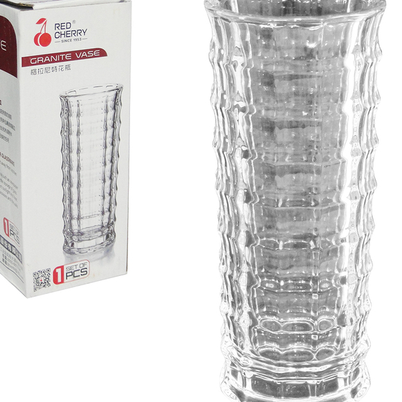 Vaso Jarro Castiçal Enfeite De Vidro Com Pe Baixo Para Flores  Velas Cor Cristal 18x8x8 Arranjos Decoraçao