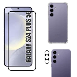 Kit Para Galaxy S24 Plus 5G | Película de Vidro 3D - Capa Anti Shock - Película da Câmera 3D