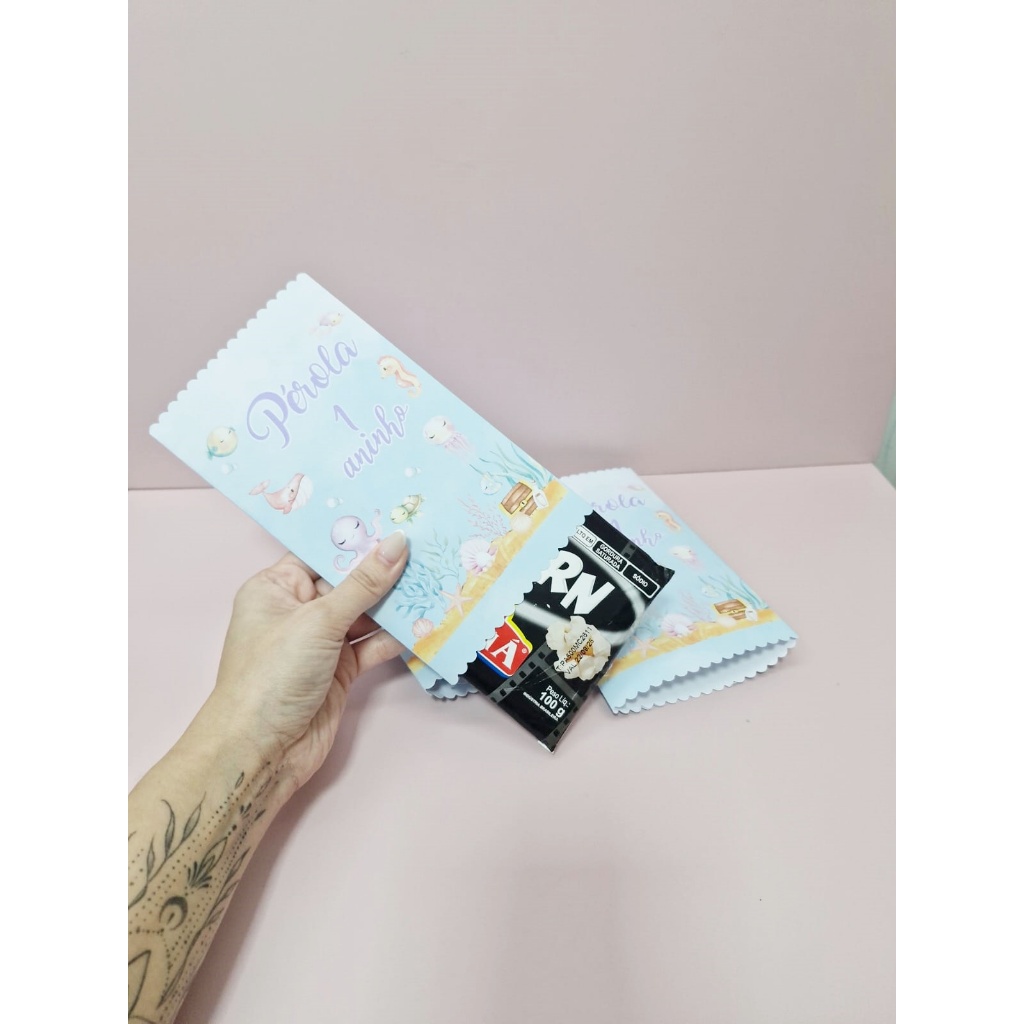 Porta Pipoca de Micro-ondas Personalizado Fundo do Mar Saquinho para Pipoca Fazemos Todos os Tema