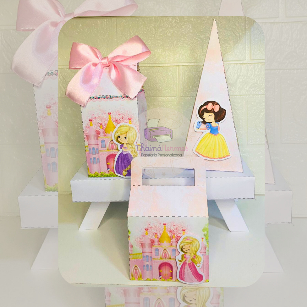 Kit Lembrancinhas Personalizadas - As Princesas Disney - Aniversário Infantil (Kit Festas Caixinhas)