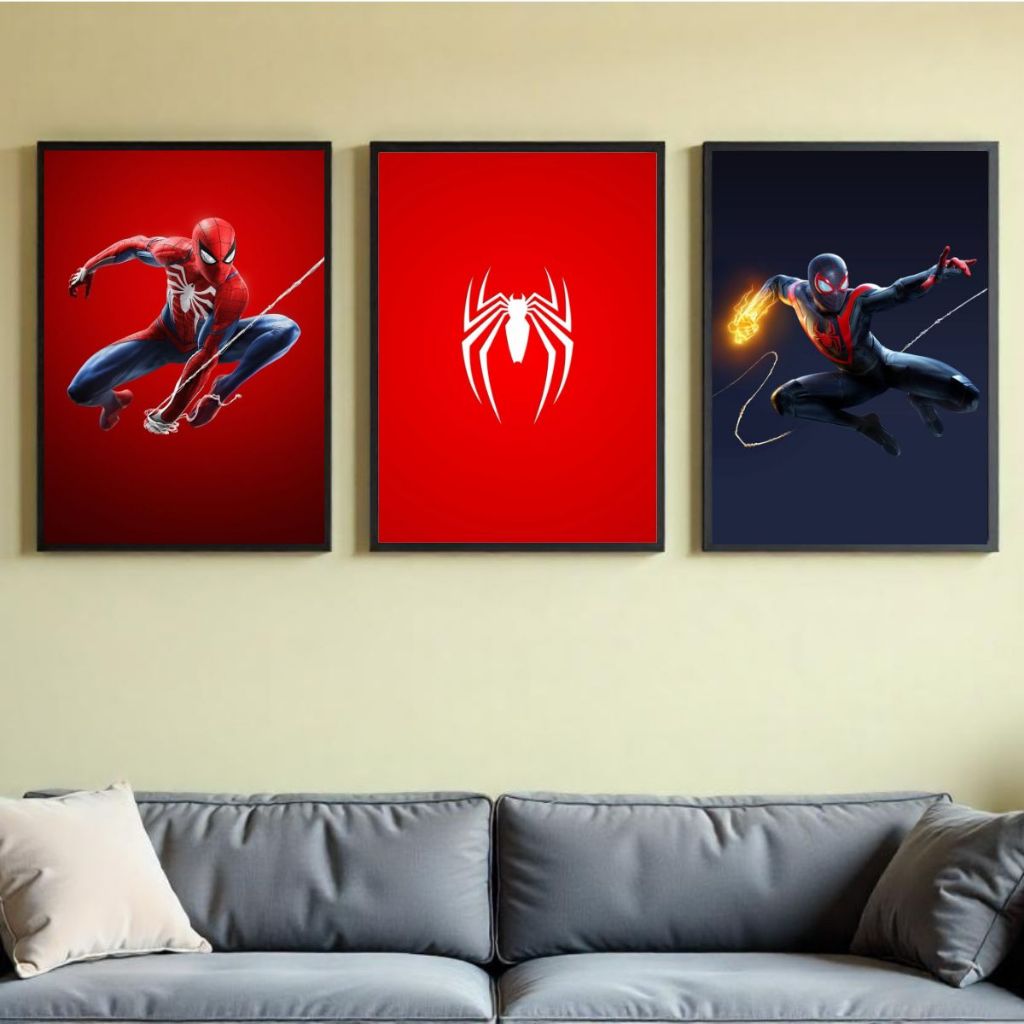 Kit 3 Placas/Quadros Decorativos Homem Aranha Spider Man 21x29 MDF 3mm
