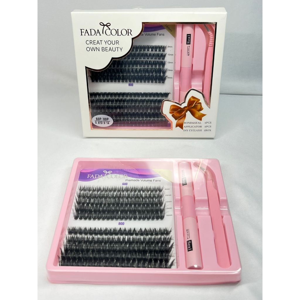 Kit extensão de cílios tufinho Lash iniciante FADA COLOR -MIX 9-14MM