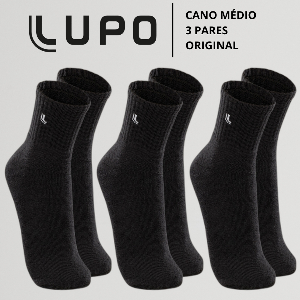 Kit 3 Pares Meia Lupo Cano Médio Algodão Original Masculino Feminino