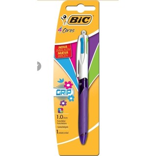 Caneta Esferográfica Retrátil BIC, Com Grip, 4 Cores Fashion, Ponta Média de 1.0mm, 1 Unidade