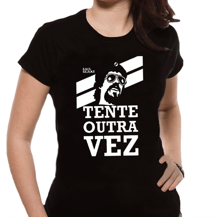 Camiseta Feminina  Baby Look  Raul Seixas Tente Outra Vez -  100% algodão