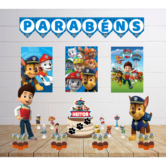 Kit Personalizado Festa Infanil Patrulha Canina Decoração Aniversário Só Um Bolinho Mêsversário Lembrancinhas